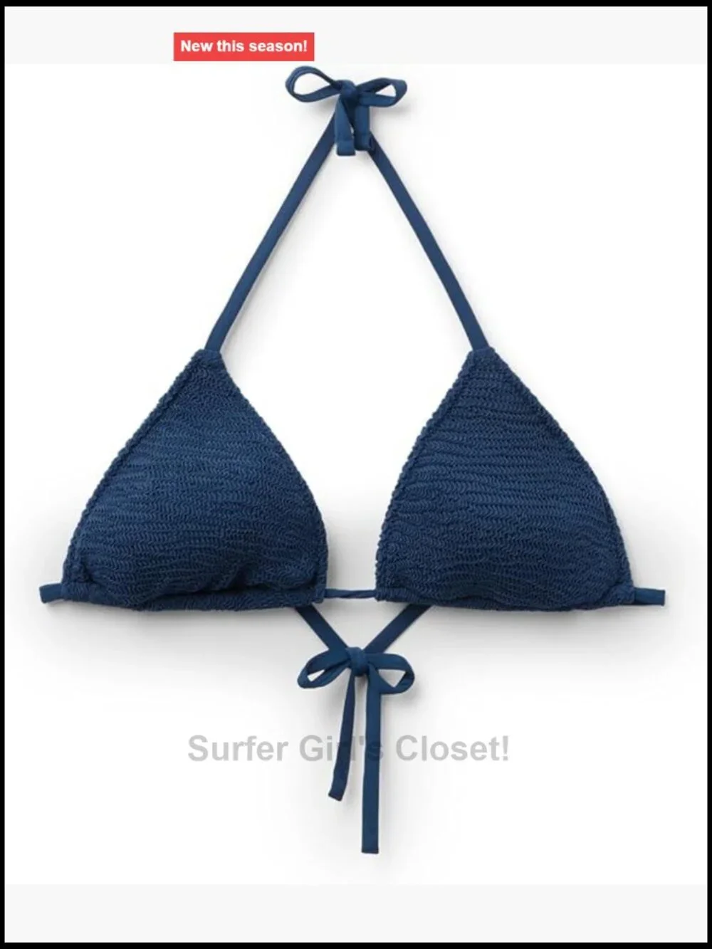 Removable Padding Triangle Swimsuit Top Crinkle Waves